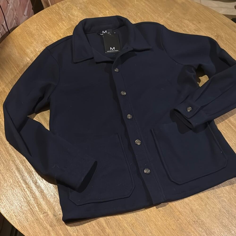 NEW Magaschoni Felted Button Front Jacket Men's Small Navy